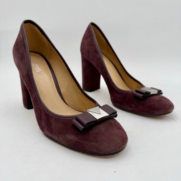 Michael Michael Kors Caroline Purple Suede Block Heel Pumps Women’s Size 7 - Picture 1 of 8